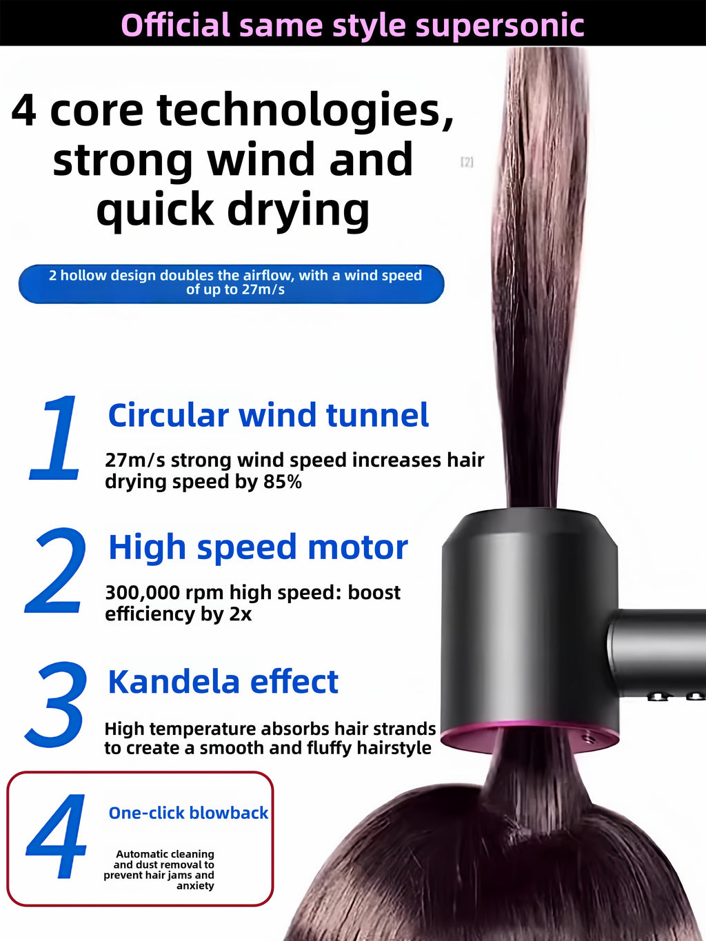 Negative ion hair dryer