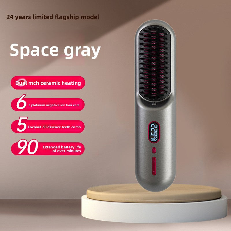Wireless negative ion hair straightener