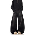 Retro Washed Wide Leg Denim Trousers