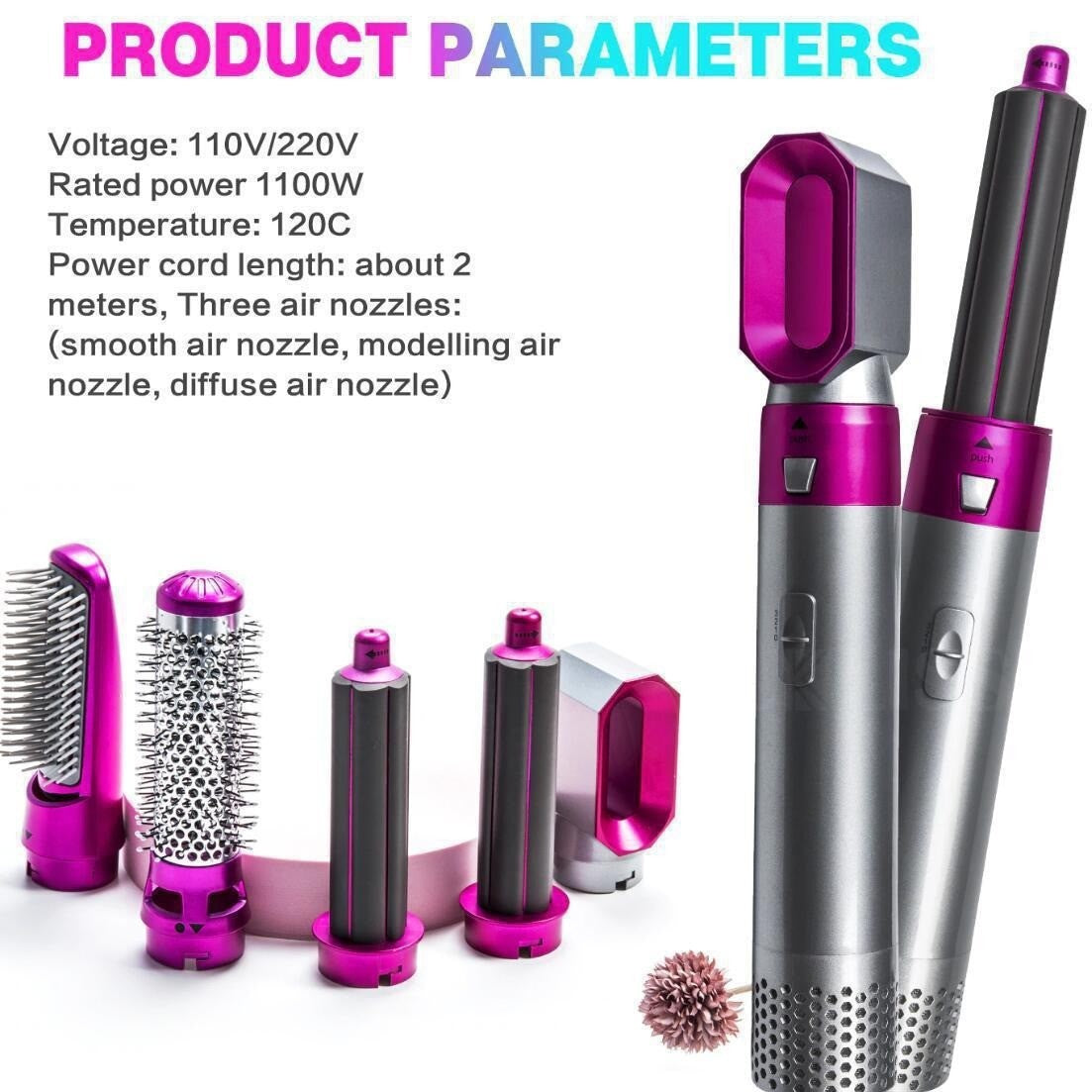 5-in-1 Hair Styler Dryer with Negative Ion and Hot Air Comb